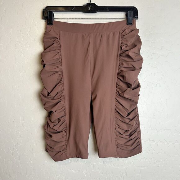 ALIX NYC Bolton Biker Shorts Womens Small Brown Ruched Athletic Or Casual - Picture 3 of 7